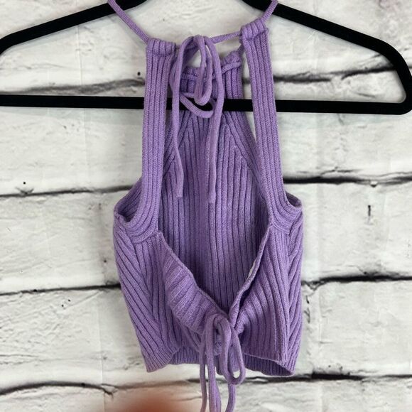 Princess Polly Women's Purple Halter Rib-Knit Crop Tank Top Size S - Picture 7 of 8